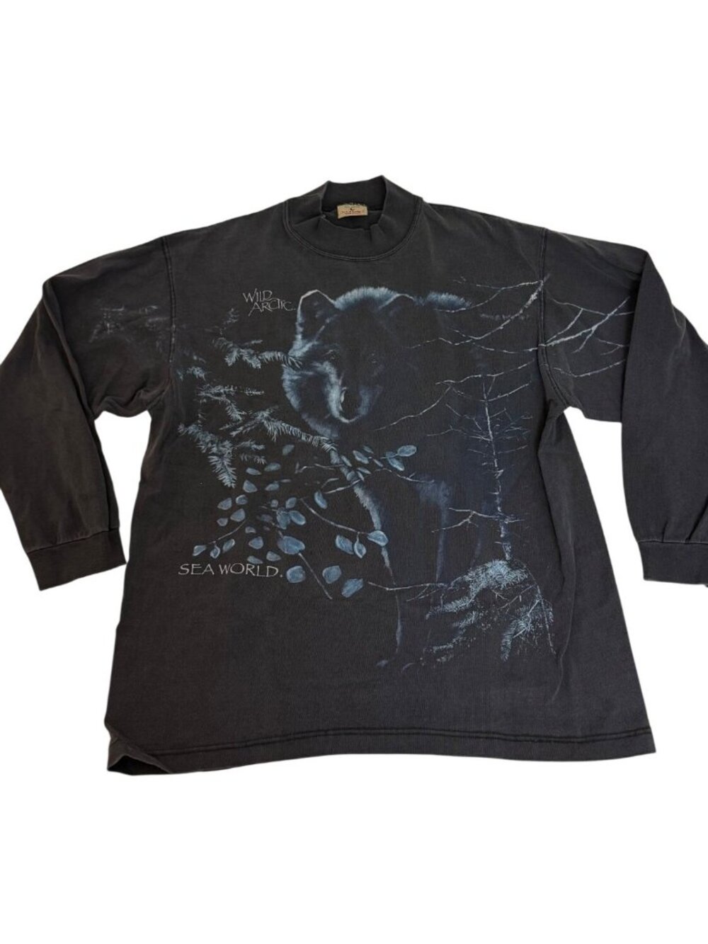Vintage Sea World Wild Arctic Wolf Graphic Long Sleeve T Shirt Mens Sz L USA - Picture 1 of 6